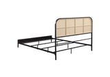 360351Q Amherst Radio Weave Rattan Metal Queen Bed Black