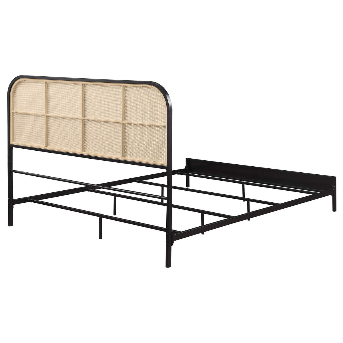 360351Q Amherst Radio Weave Rattan Metal Queen Bed Black