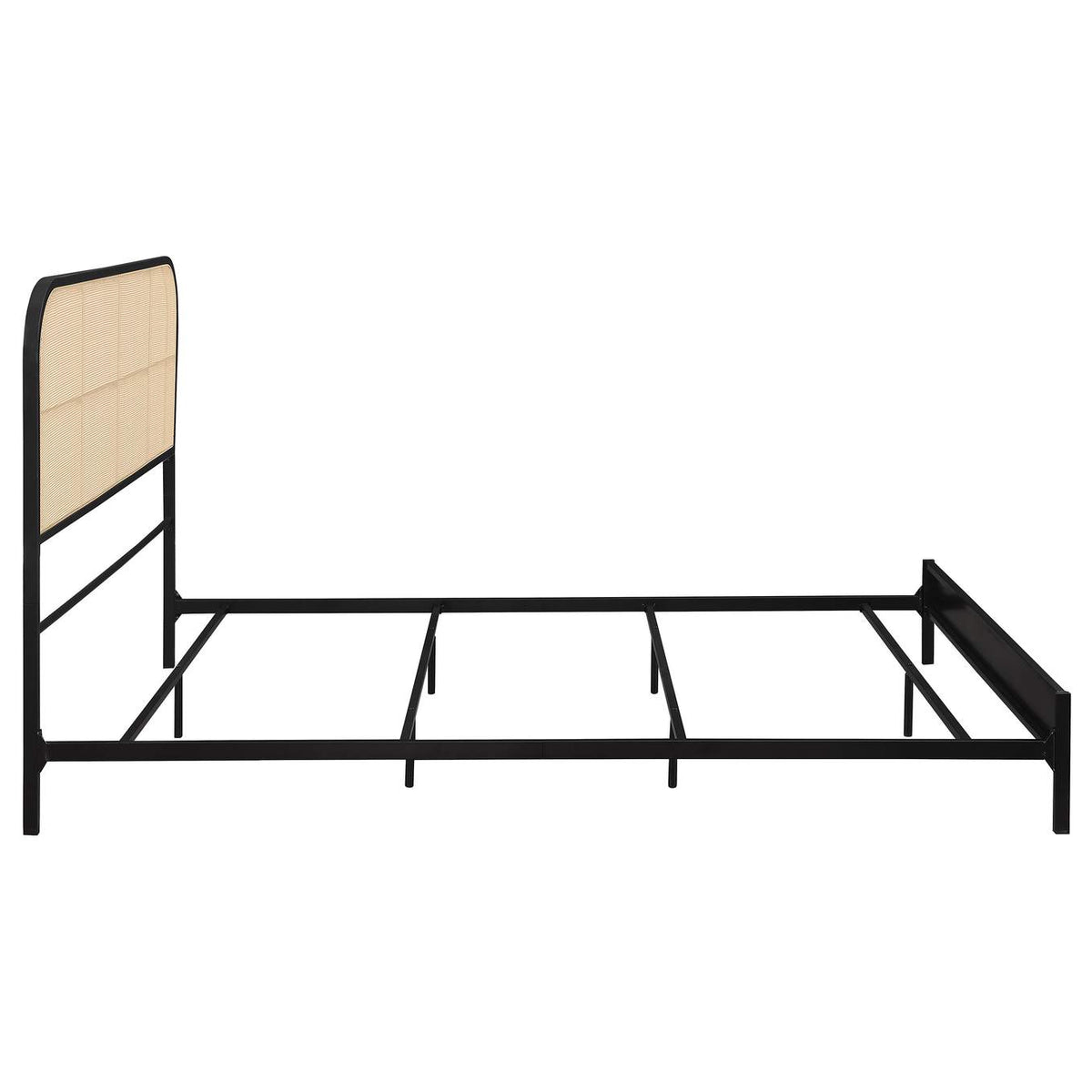 360351Q Amherst Radio Weave Rattan Metal Queen Bed Black