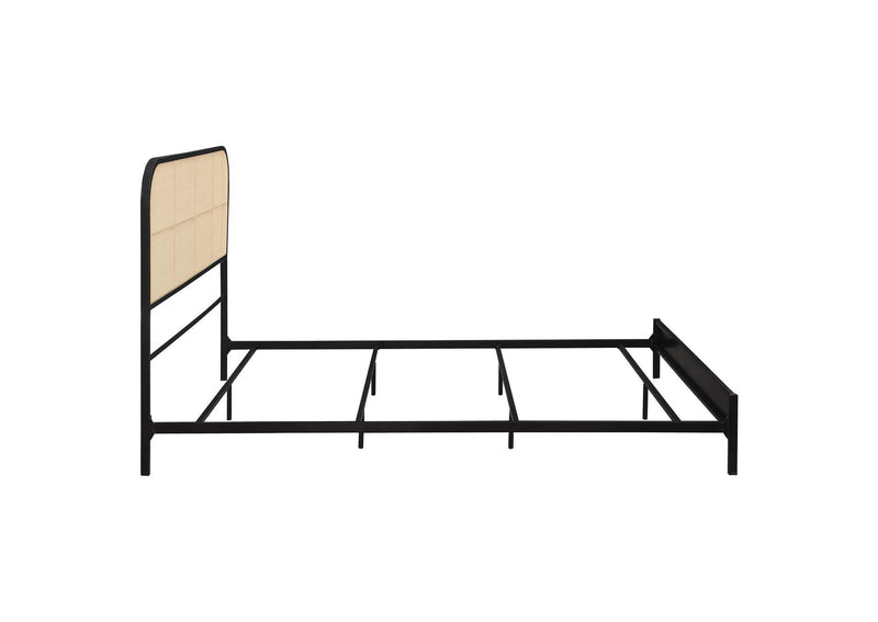 360351Q Amherst Radio Weave Rattan Metal Queen Bed Black