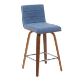 Vienna - Modern Counter Height Swivel Bar Stool - Walnut Finished Wood Frame