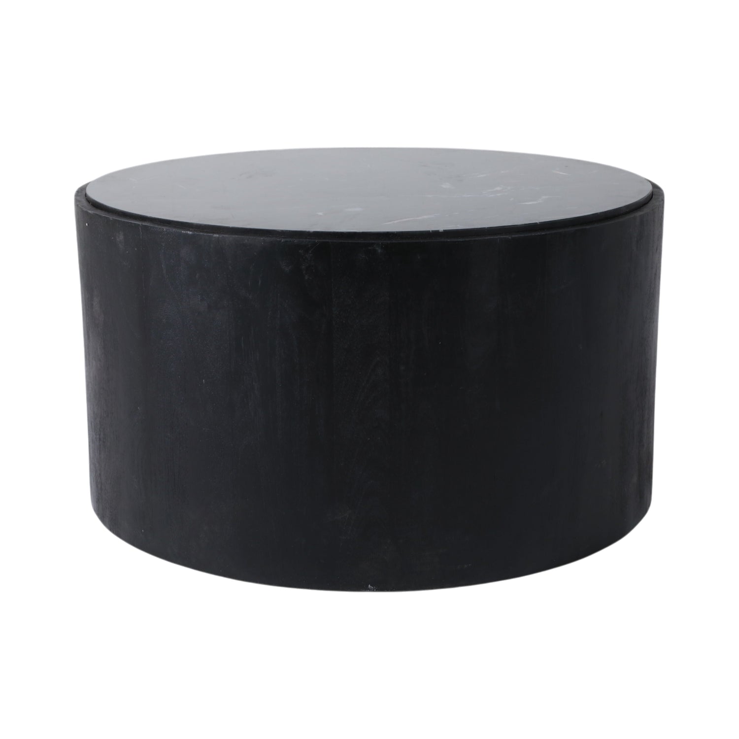 Marble Inlay Round Coffee Table - Black / Gray