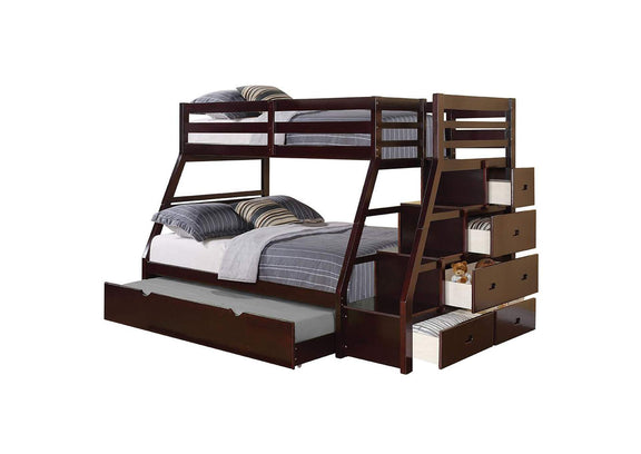 37015 Jason Twin-Full Bunk Bed with Trundle and Storage