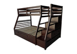 37015 Jason Twin-Full Bunk Bed with Trundle and Storage