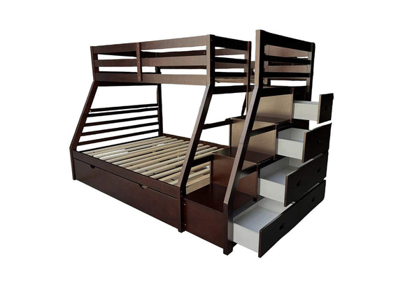 37015 Jason Twin-Full Bunk Bed with Trundle and Storage
