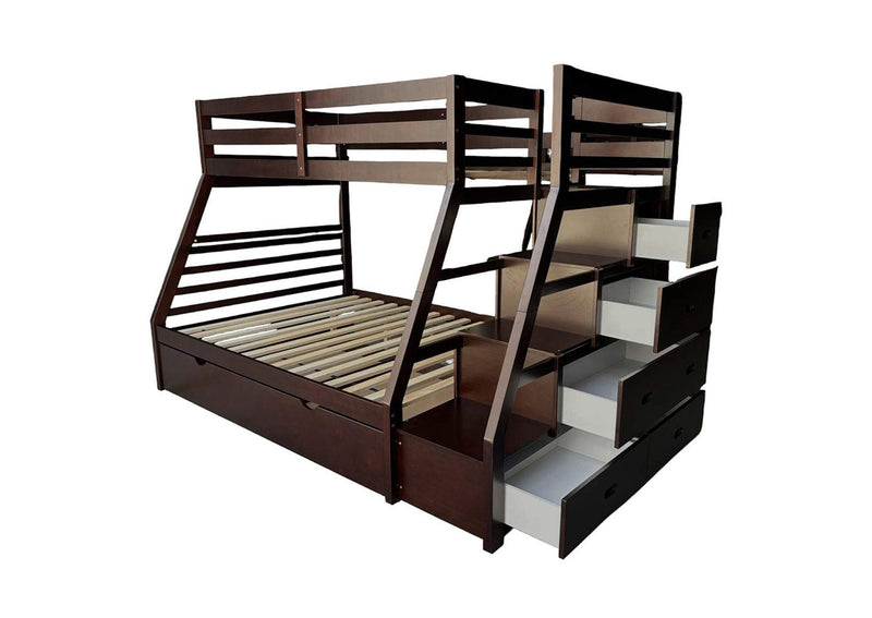 37015 Jason Twin-Full Bunk Bed with Trundle and Storage