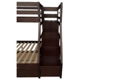 37015 Jason Twin-Full Bunk Bed with Trundle and Storage