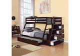 37015 Jason Twin-Full Bunk Bed with Trundle and Storage