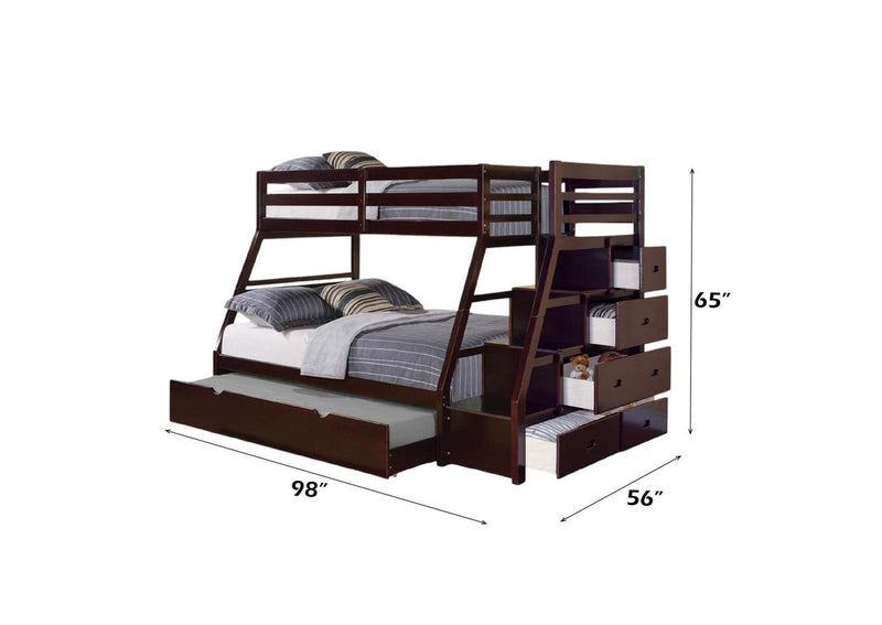 37015 Jason Twin-Full Bunk Bed with Trundle and Storage