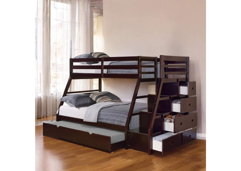 37015 Jason Twin-Full Bunk Bed with Trundle and Storage