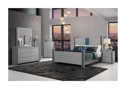 LOGAN-SILVER-KB_DR_MR_NS LOGAN SILVER KING BED, DRESSER, MIRROR AND NIGHTSTAND