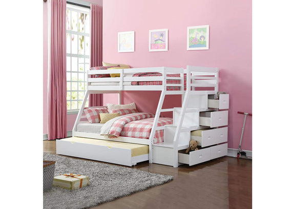 37105 Jason Twin-Full Bunk Bed with Trundle and Storage