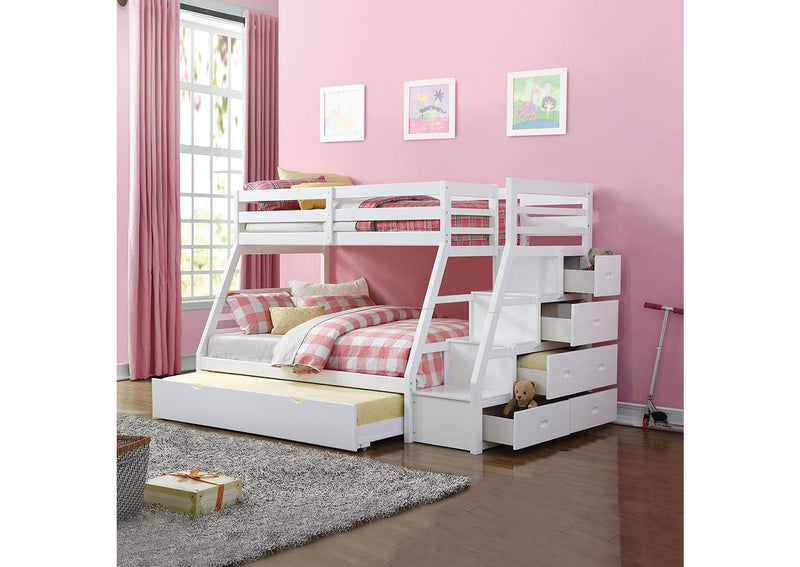 37105 Jason Twin-Full Bunk Bed with Trundle and Storage