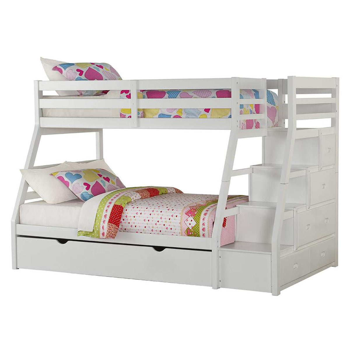 37105 Jason Twin-Full Bunk Bed with Trundle and Storage