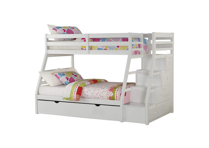 37105 Jason Twin-Full Bunk Bed with Trundle and Storage