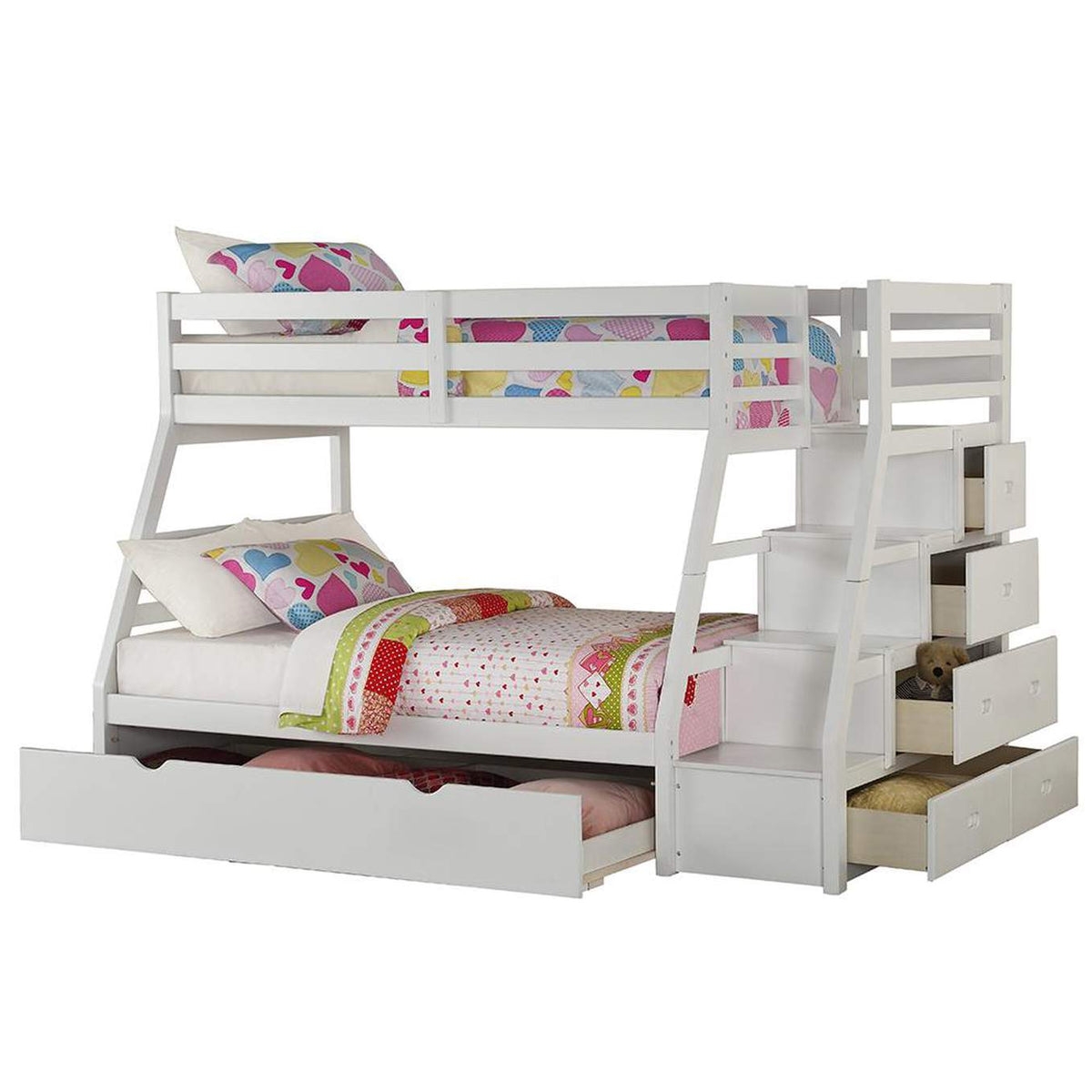 37105 Jason Twin-Full Bunk Bed with Trundle and Storage