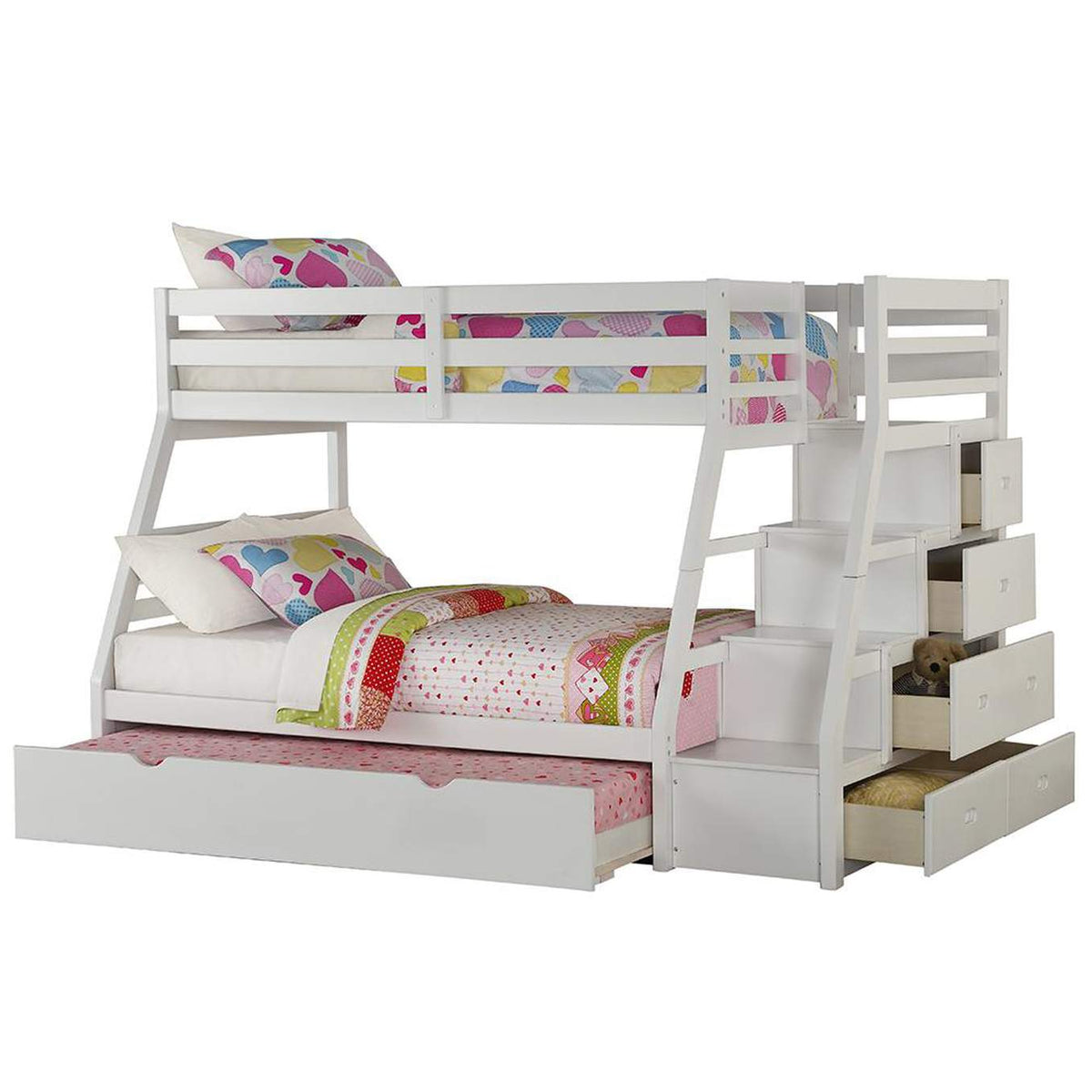 37105 Jason Twin-Full Bunk Bed with Trundle and Storage