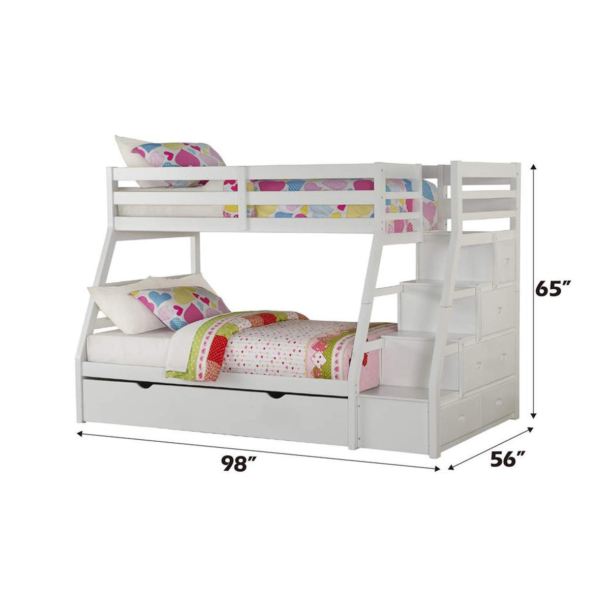 37105 Jason Twin-Full Bunk Bed with Trundle and Storage