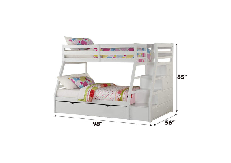 37105 Jason Twin-Full Bunk Bed with Trundle and Storage