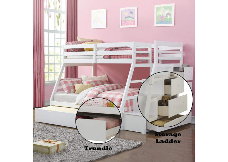 37105 Jason Twin-Full Bunk Bed with Trundle and Storage