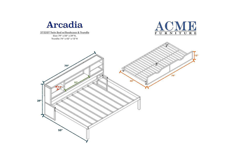 37225T Renell Twin Bed with Trundle and Storage