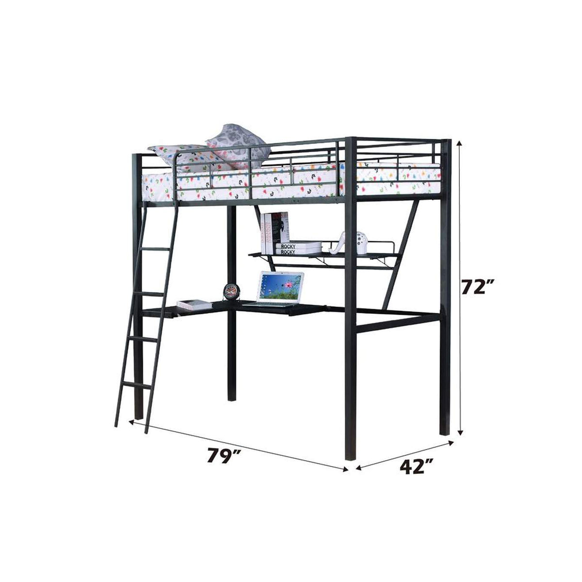 37275 Senon Twin Loft Bed with Desk