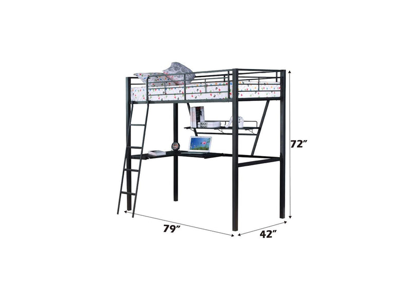 37275 Senon Twin Loft Bed with Desk