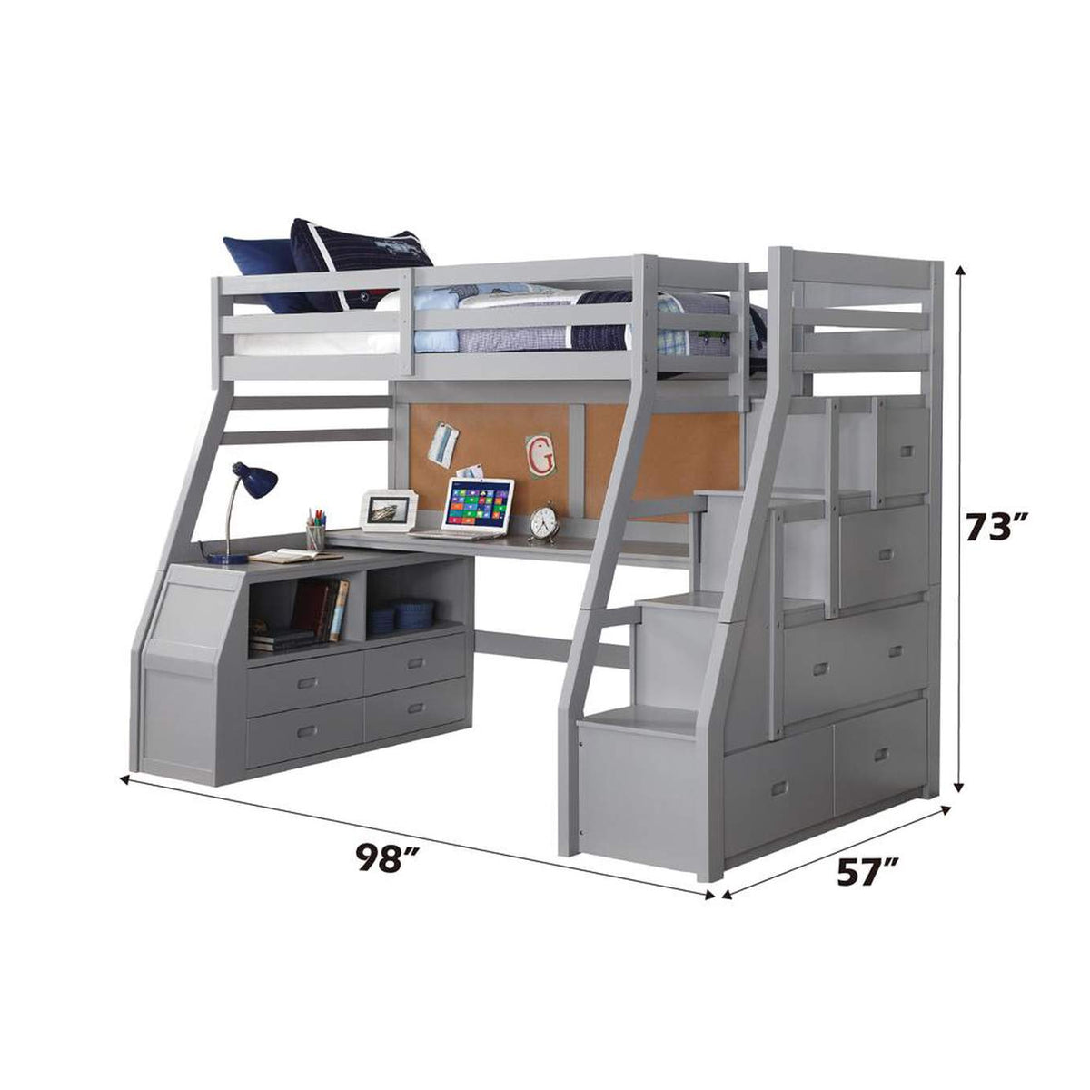 37445 Jason Ii Twin Loft Bed with Storage