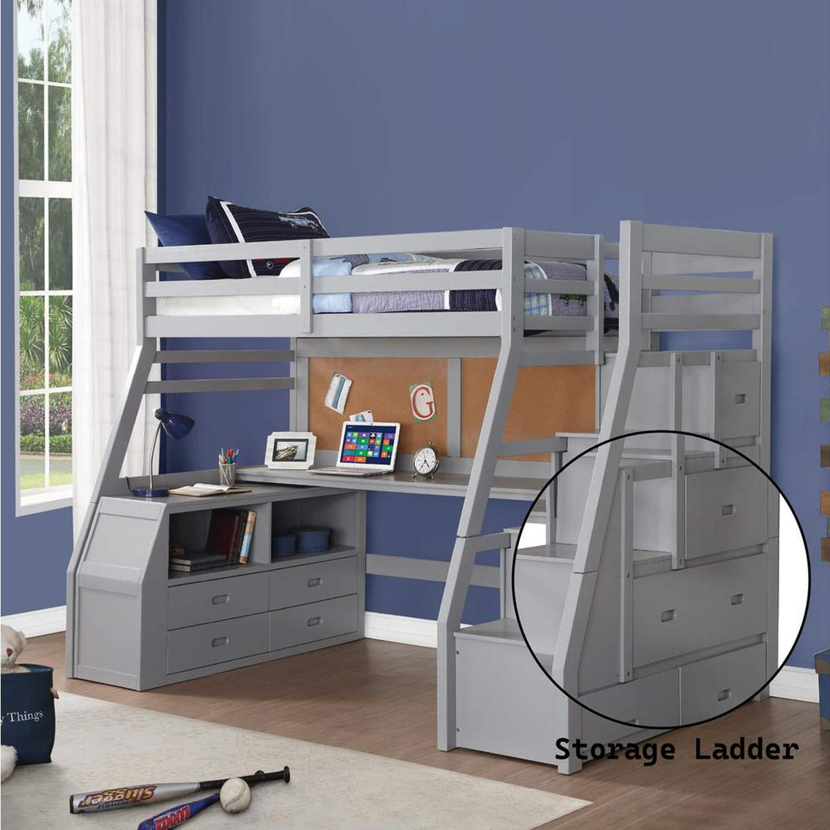 37445 Jason Ii Twin Loft Bed with Storage