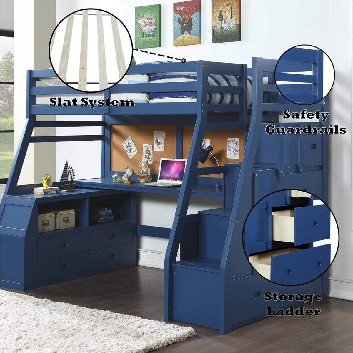 37455 Jason Ii Twin Loft Bed with Storage