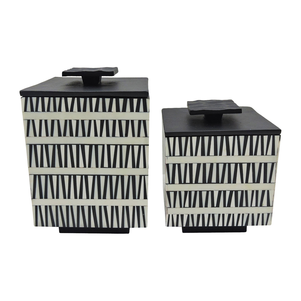 7" / 10" Gobiel Resin Boxes (Set of 2) - Black / White