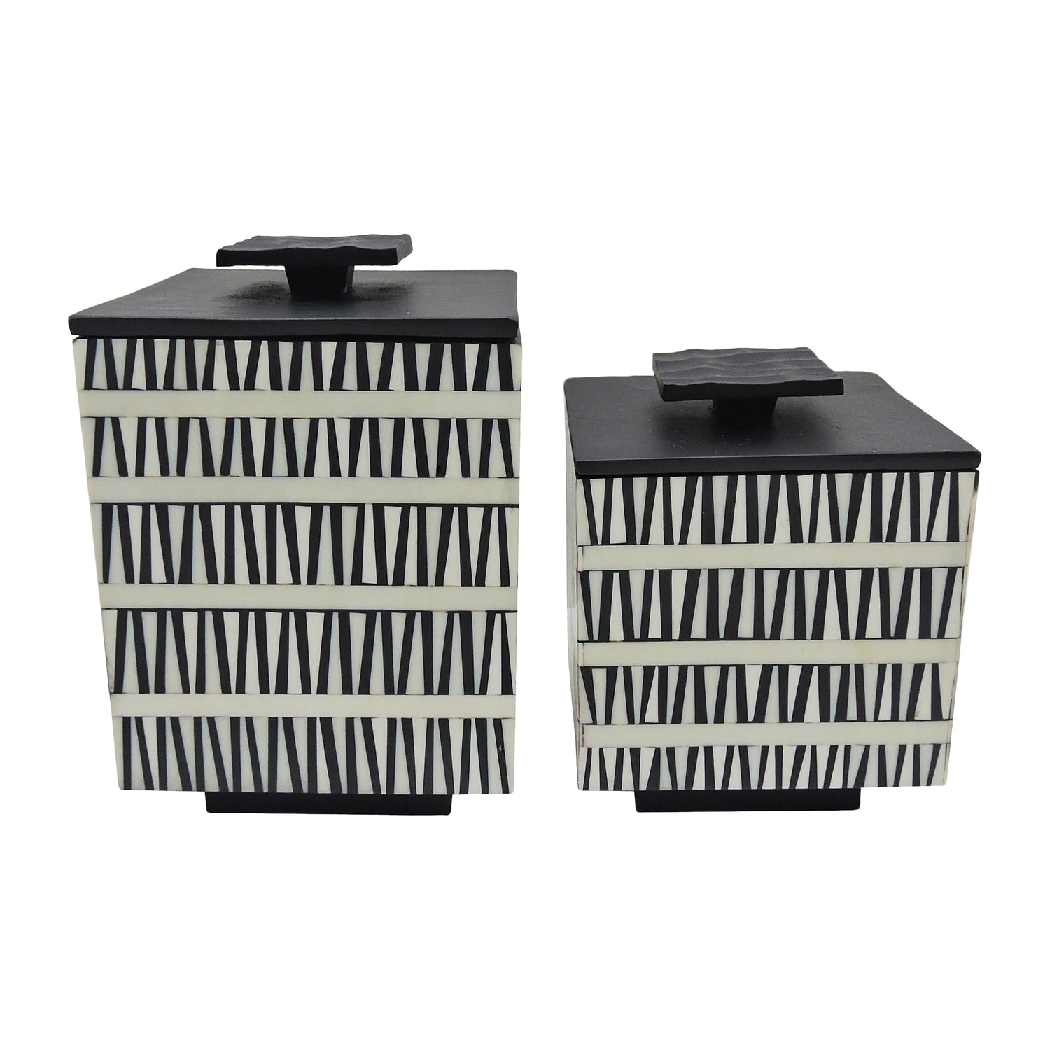 7" / 10" Gobiel Resin Boxes (Set of 2) - Black / White