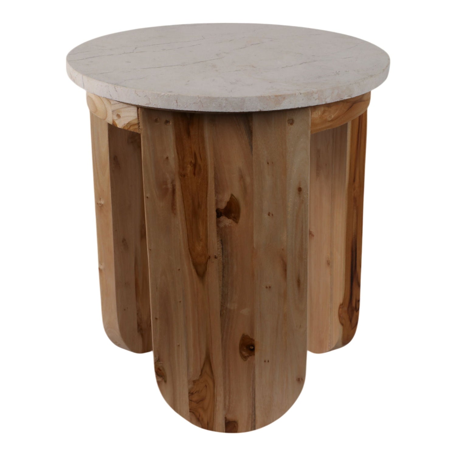 18" Marble Top Teakwood Accent Table - Natural