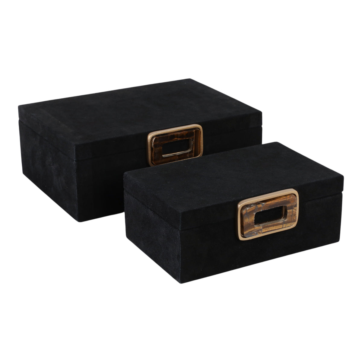 11" / 14" Lawson Suede Gemstone Hardware (Set of 2) - Tigers Eye
