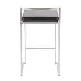 Fuji - Stackable Counter Stool (Set of 2) - Black Faux Leather
