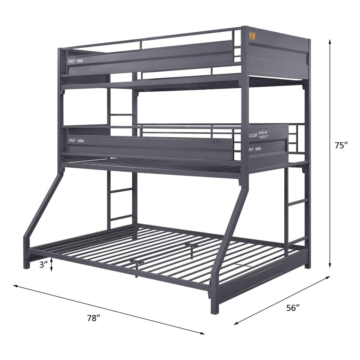 37995 Cargo Twin-Twin-Full Bunk Bed