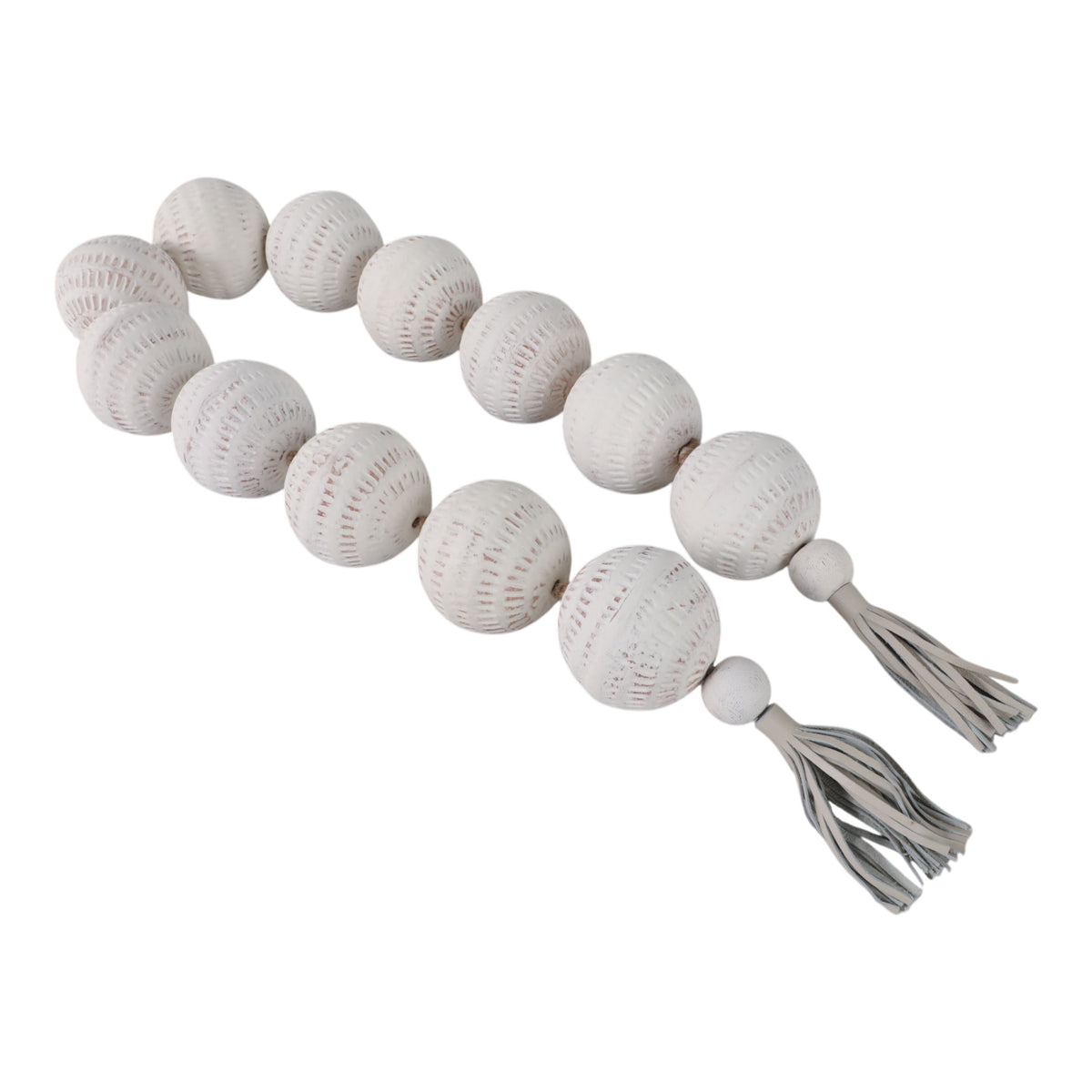 Callum Eco-Mix Garland With Leather Tassels - White
