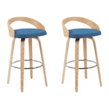 Sonia - Modern Swivel Bar Height Stool - Patterned Oak Wood Finish