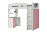 38040 Nerice Twin Loft Bed with Desk and Wardrobe