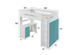 38045 Nerice Twin Loft Bed with Desk and Wardrobe