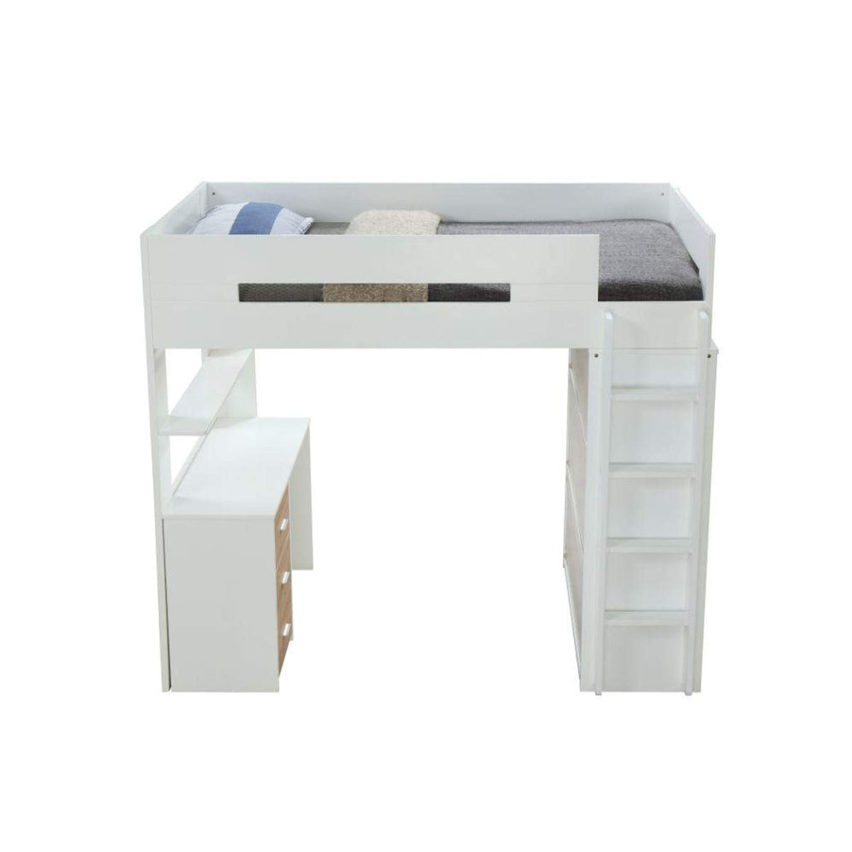 38055 Nerice Twin Loft Bed with Desk and Wardrobe