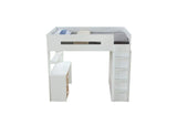 38055 Nerice Twin Loft Bed with Desk and Wardrobe