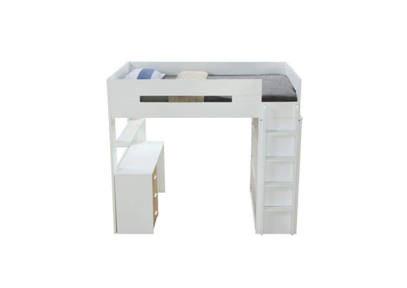 38055 Nerice Twin Loft Bed with Desk and Wardrobe
