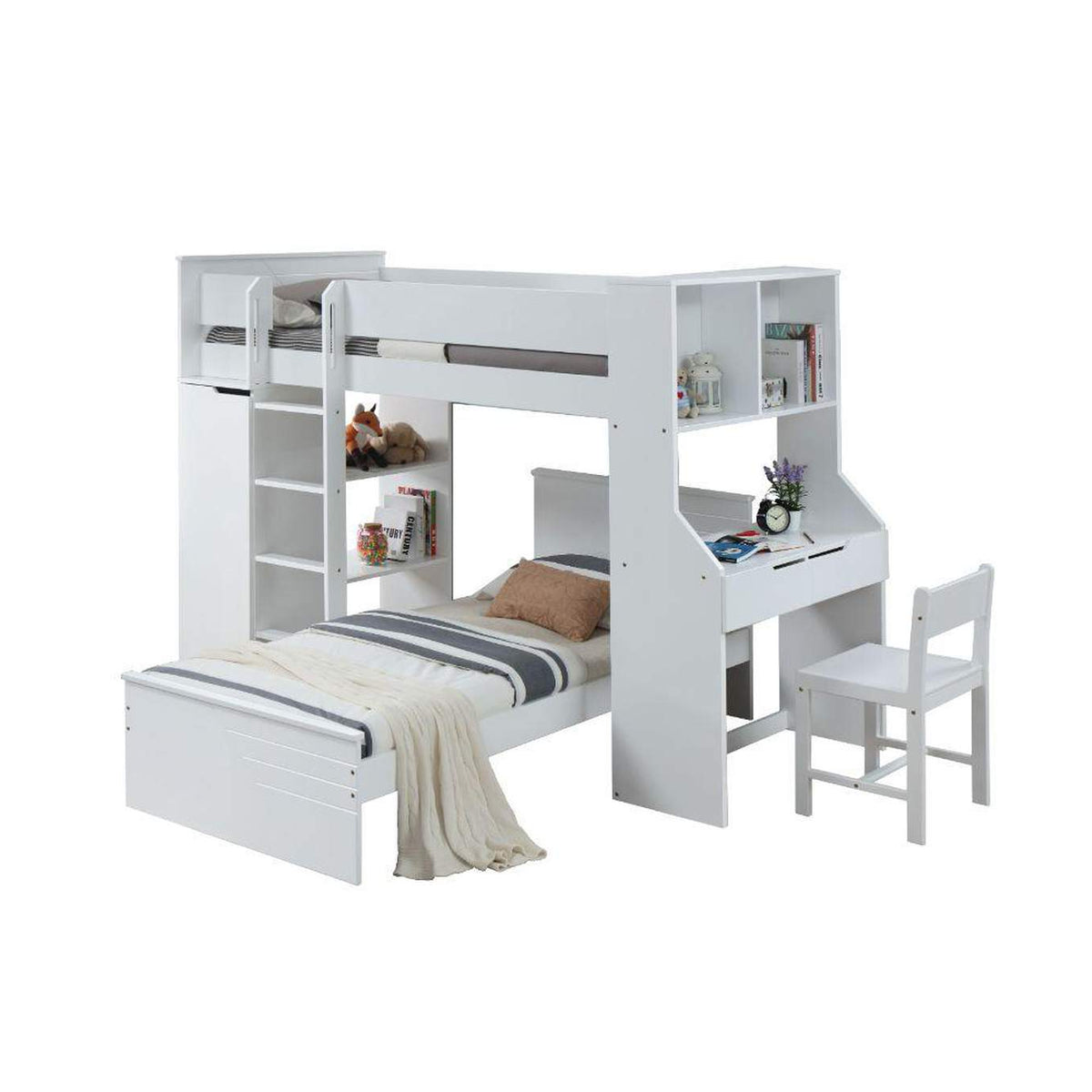 38060 Ragna Twin Loft Bed with Desk and Wardrobe