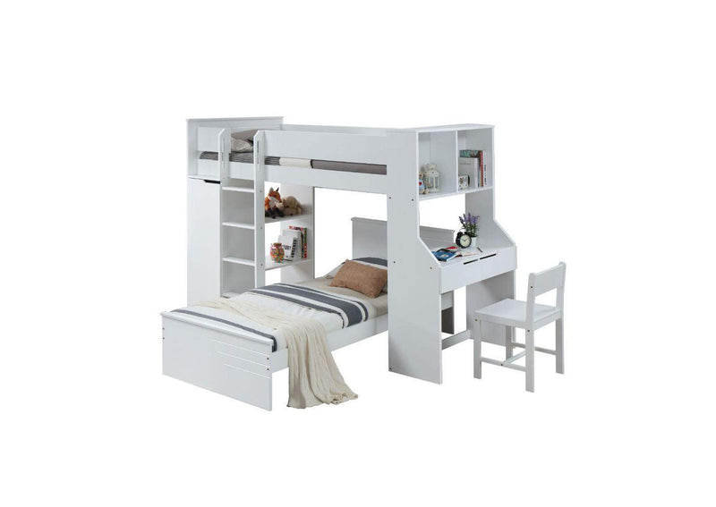 38060 Ragna Twin Loft Bed with Desk and Wardrobe