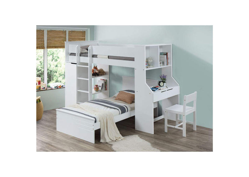 38060 Ragna Twin Loft Bed with Desk and Wardrobe