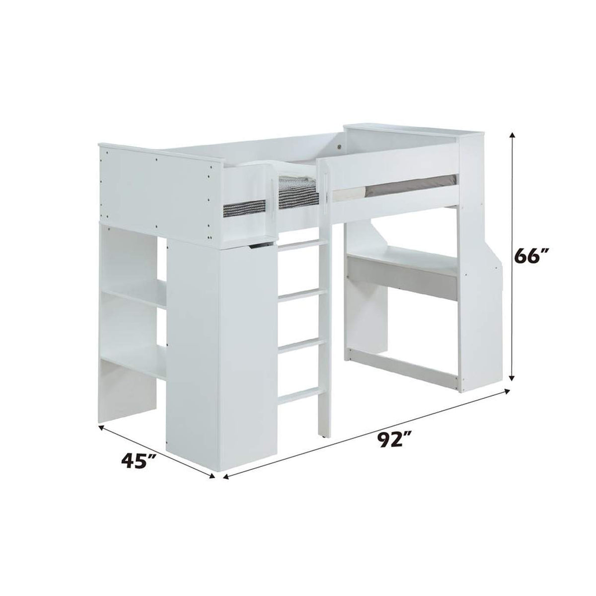 38060 Ragna Twin Loft Bed with Desk and Wardrobe