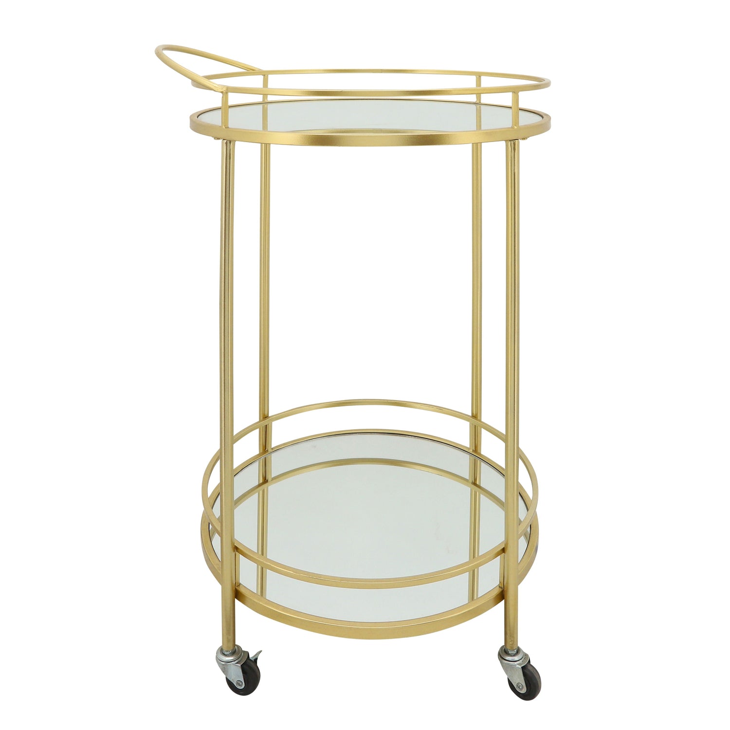 Metal Round 2-Layered Bar Cart 32" - Gold