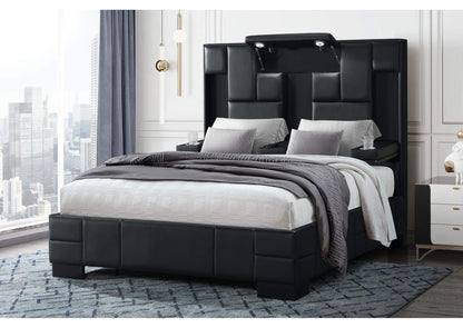 OSCAR-BLACK-QB-N OSCAR BLACK QUEEN BED NO WOOD TRIM