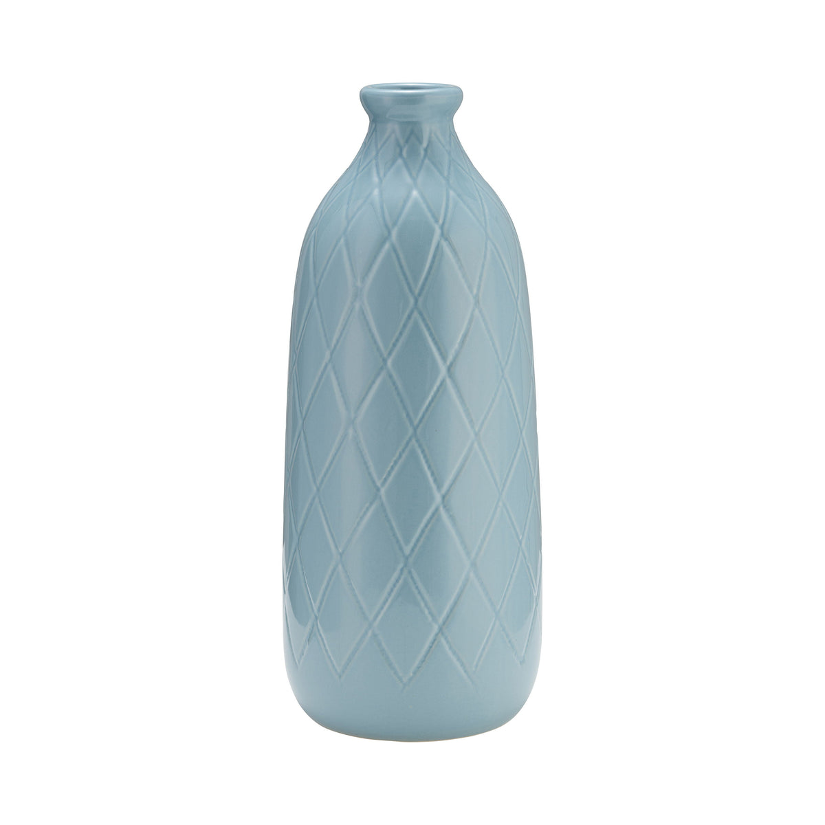 Ceramic Plaid Textured Vase 16" - Cameo Blue